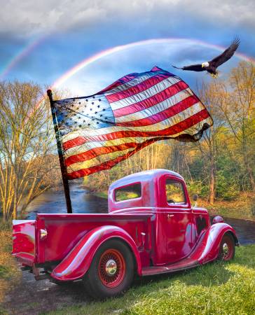 American Patriotic Red Truck Panel 36in