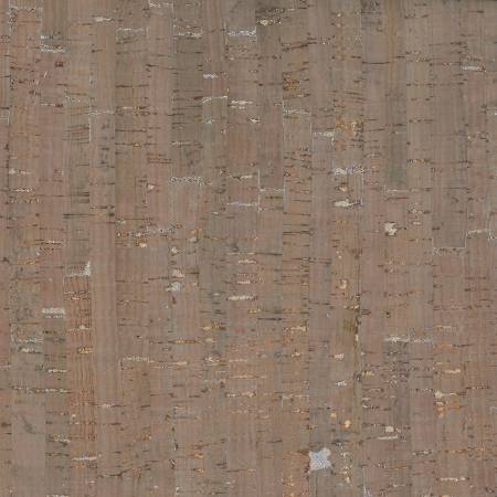 Prepacked Cork Blend Fabric, 18in x 15in roll, Taupe/Silver Metallic