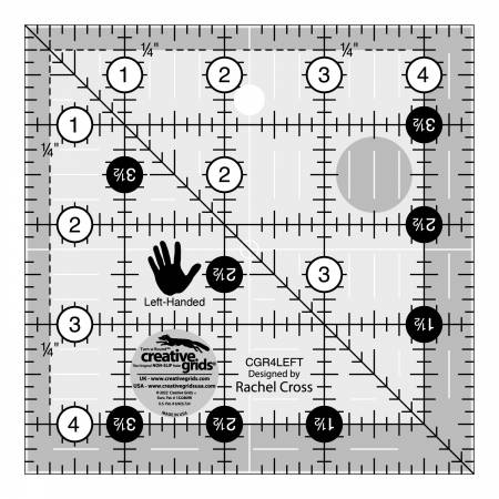 Creative Grids Left Handed Quilt Ruler 4-1/2in Square