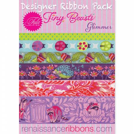 Tula Pink Tiny Beasts Glimmer Designer Ribbon Pack