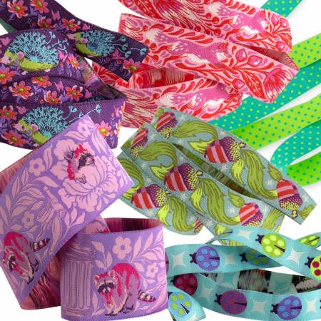 Tula Pink Tiny Beasts Glimmer Designer Ribbon Pack