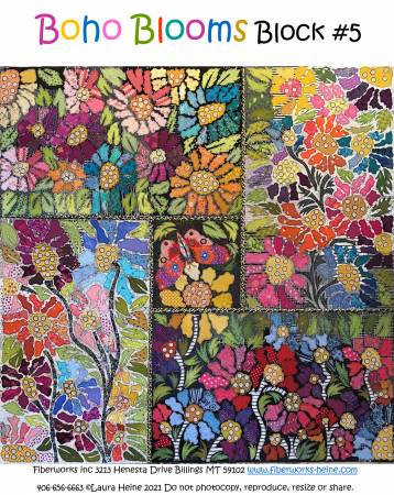 BOHO Blooms Block #5 Collage Pattern by Laura Heine