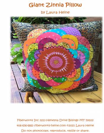 Giant Zinnia Pillow Collage Pattern by Laura Heine