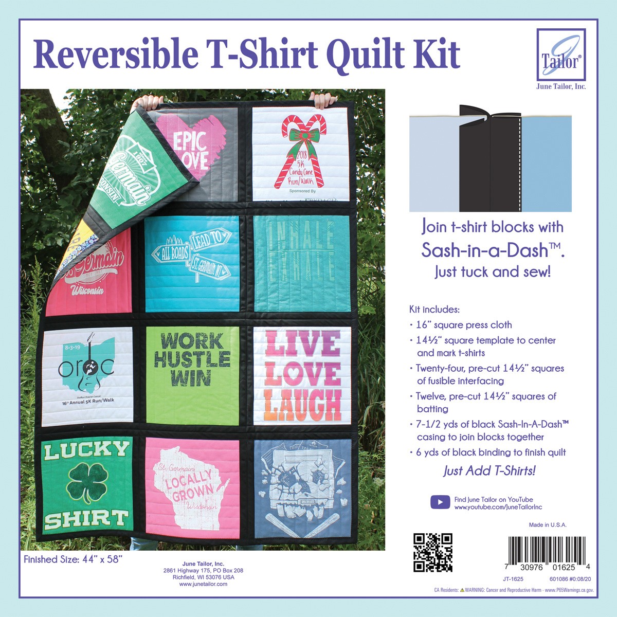 Reversible T Shirt Quilt Kit Black Sash In A Dash