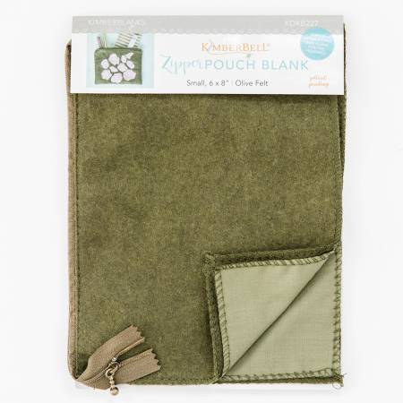 Zipper Pouch Blank Olive Felt Small