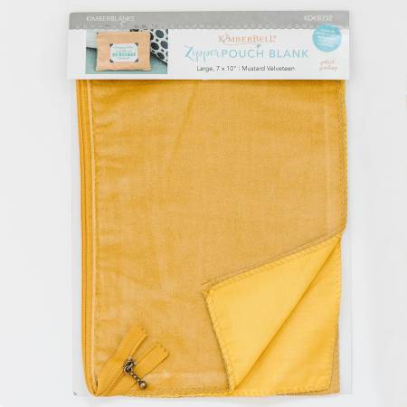 Zipper Pouch Blank Mustard Velveteen Large