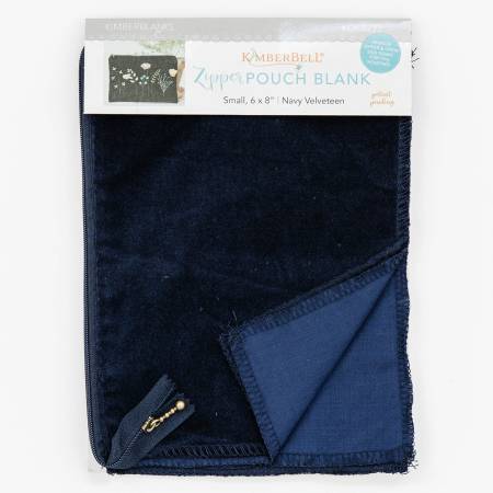 Zipper Pouch Blank Navy Velveteen Small