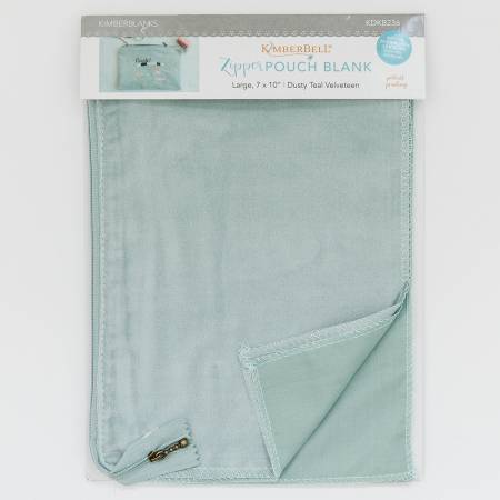 Zipper Pouch Blank Teal Velveteen Large