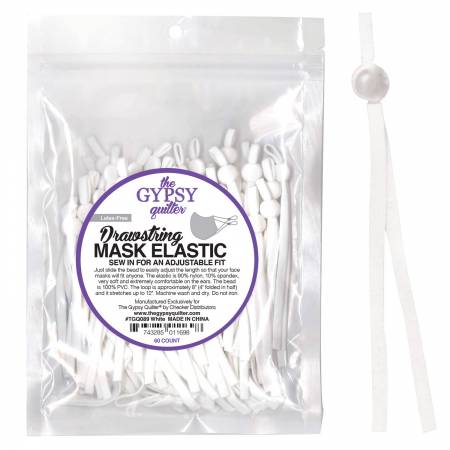 Drawstring Mask Elastic White 60 Ct