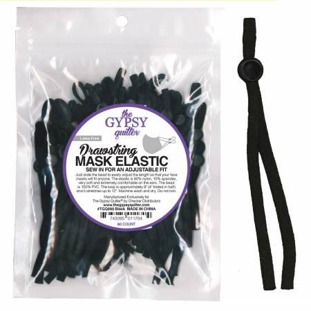 Drawstring Mask Elastic Black 60 Ct