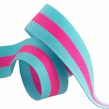 Tula Pink Webbing 2yd x 1.5in - Aqua and Hot Pink