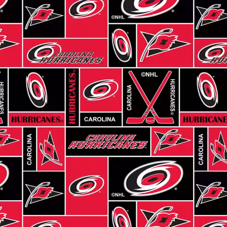NHL Hockey Carolina Hurricanes Sq. Allover on Fleece