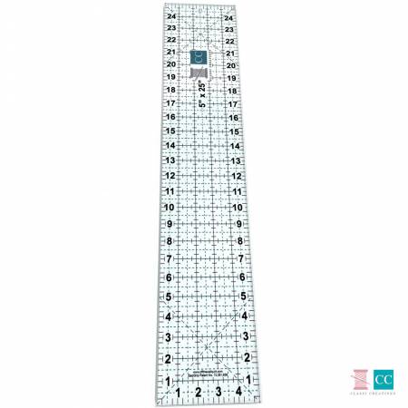 Acrylic Grip Ruler With Grid Lines 5in x 25in