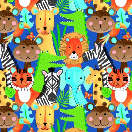 Blue Jungle Animals Comfy Flannel