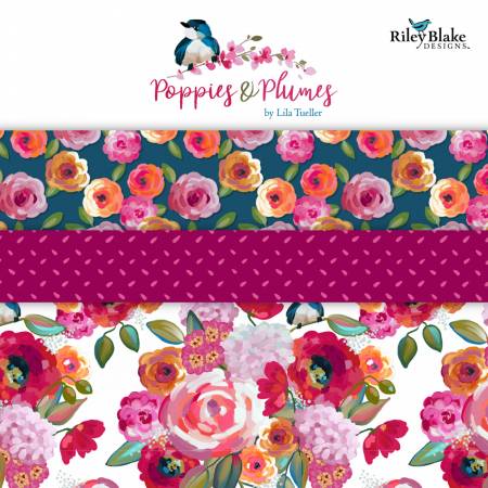 Poppies & Plumes 10in Squares, 42pcs/bundle