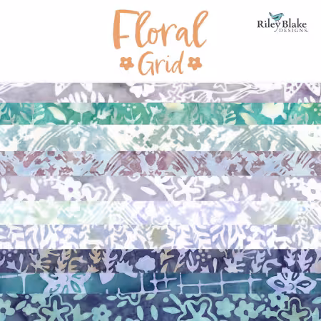 Batiks Floral Grid Seafoam Splash 10 Inch Stacker A, 42 Pcs.