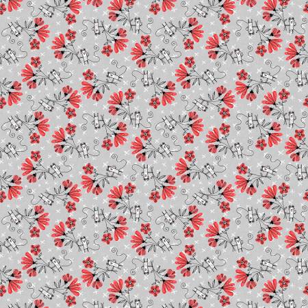Light Grey Fun With Flowers Digitally Printed