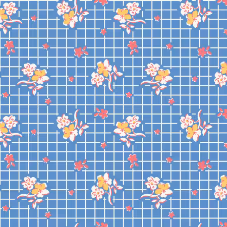 Blue Floral Grid