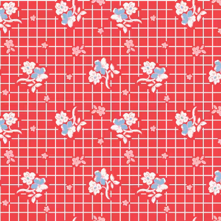 Red Floral Grid