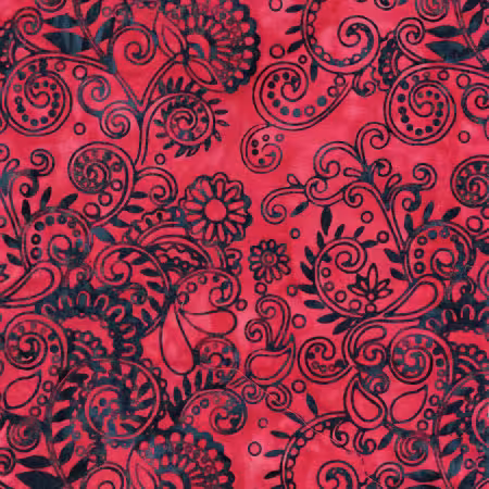 Floral Paisley Multi Red White blue Batik