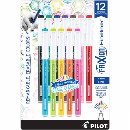 Frixion Fineliner 12pk Assorted Colors