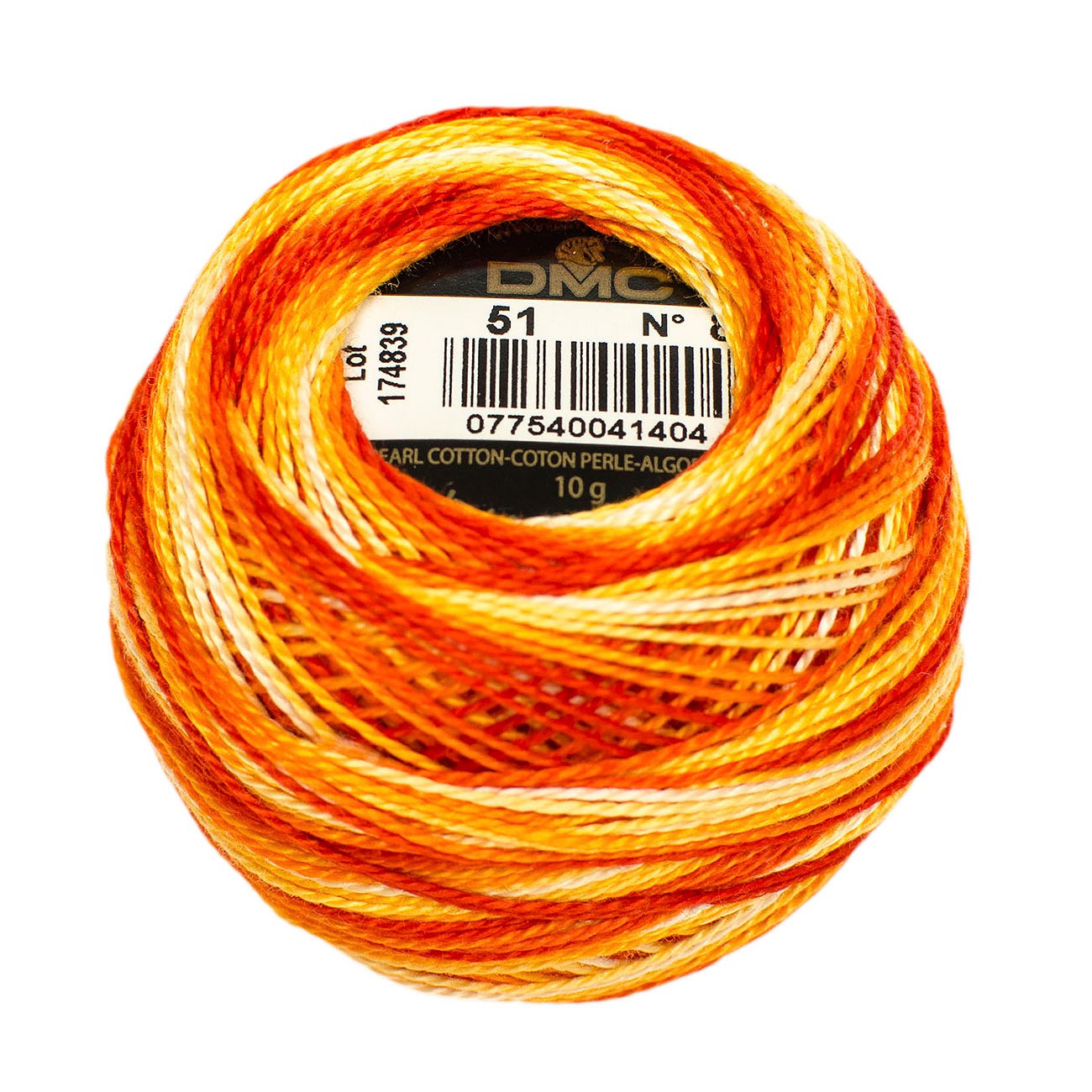 Pearl Cotton Balls Size 8 Variegated Yellow & Orange