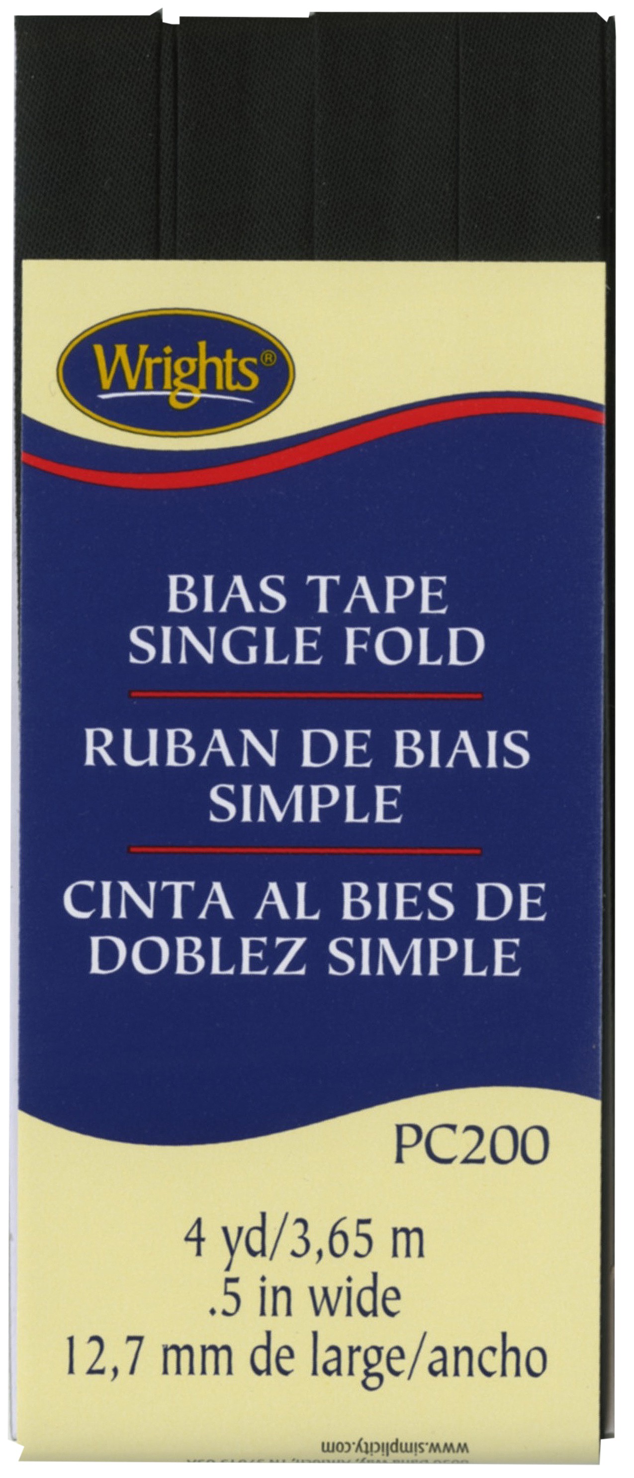 Single Fold Bias Tape 1/2in x 4yds Black