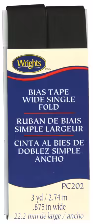 Wide Single Fold Bias Tape Black
