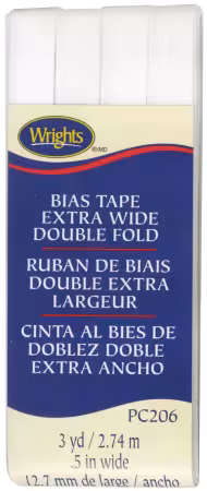 Extra Wide Double Fold Bias Tape White