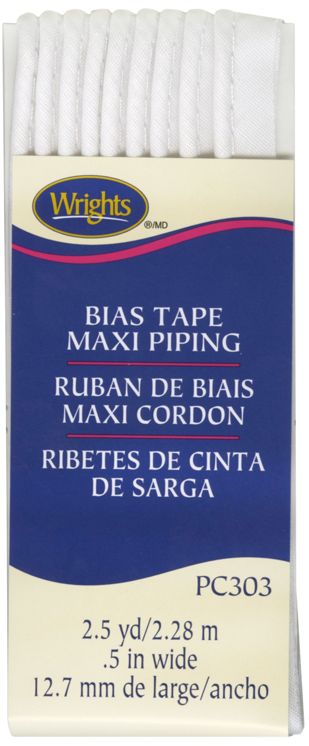 Maxi Corded Piping 1-2in x 2-1/2yds White