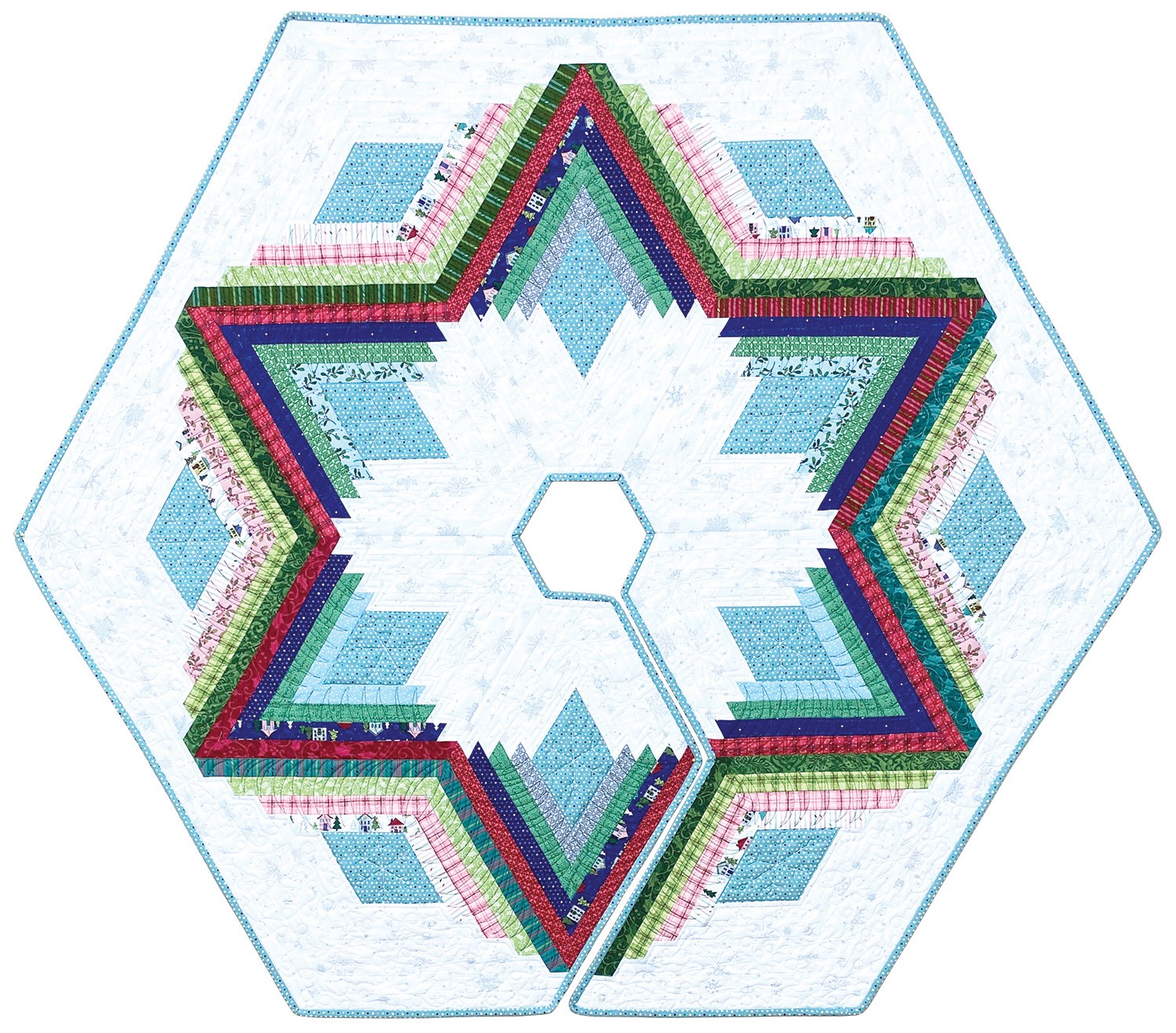 diamond-log-cabin-quilts-and-tree-skirt