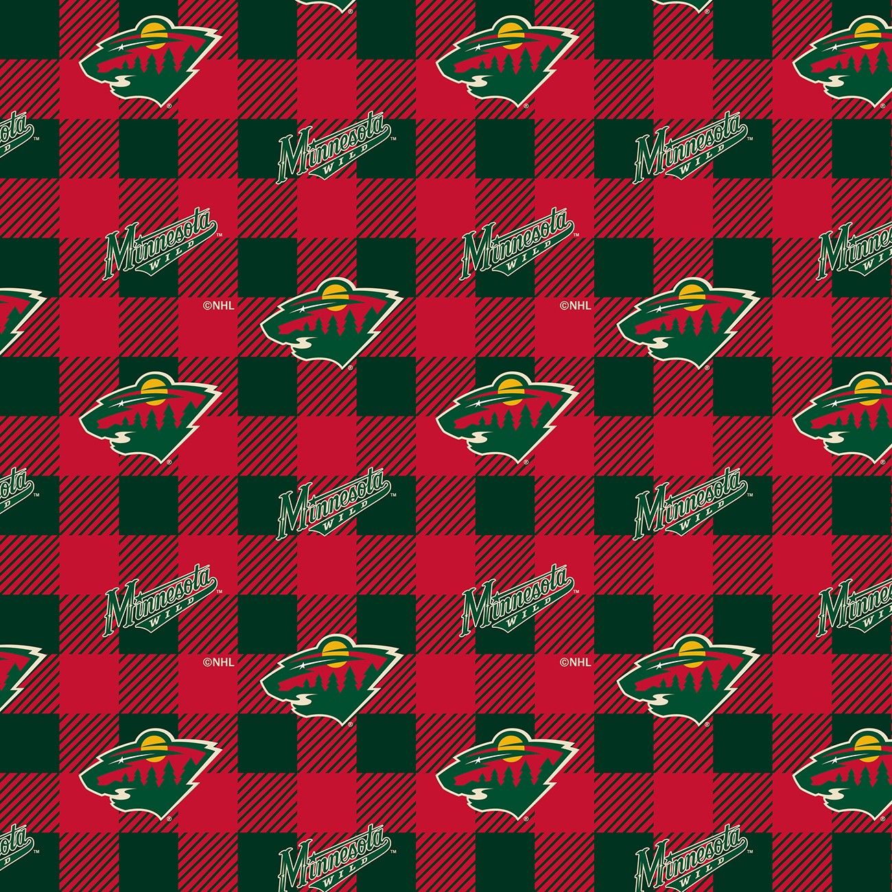 NHL Hockey Minnesota Wild Buffalo Plaid on Fleece