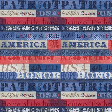 4th of July Large Words Stripe Red/Blue