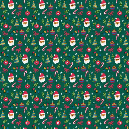 Christmas Sweater Cat Santa Green