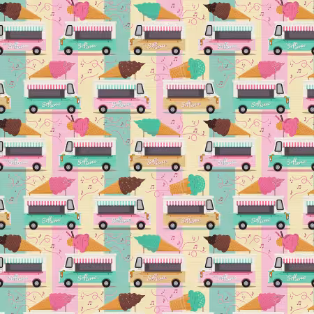 Ice Cream Truck Stripes Pink/Blue/Yellow