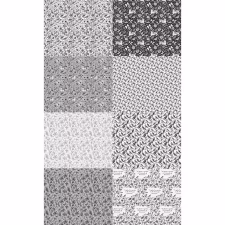 Garden Dreams Black White Ffs 8Pc, cuttable fat quarters