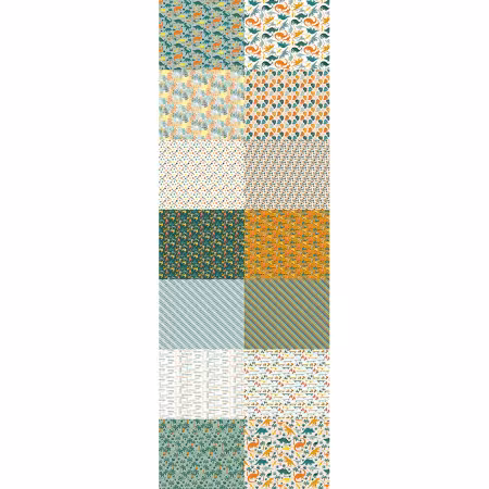 Jurassic Joyrides Ffs 14Pc, cuttable fat quarters