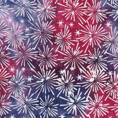 Bursting Stars-Multi Red Blue Dusty. Made to Order.