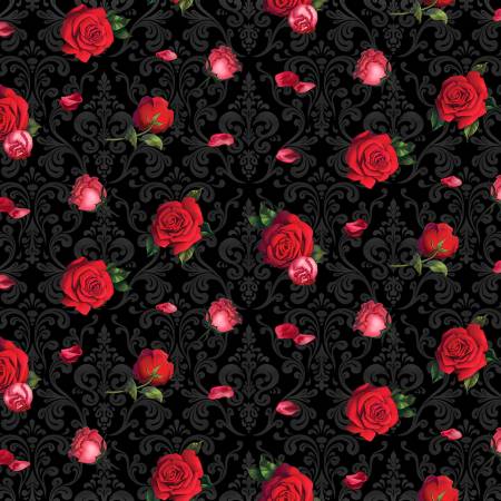 Madame Victoria's Elegant Cats Flowers on Damask Minky