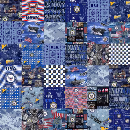 Military Navy Cheater Quilt Allover Cotton 60in