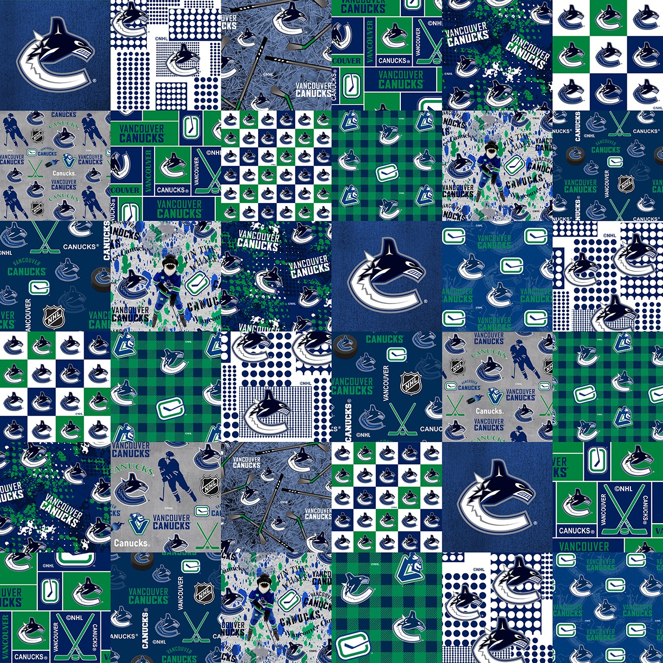 NHL Vancouver Canucks Cheater Quilt Allover Cotton