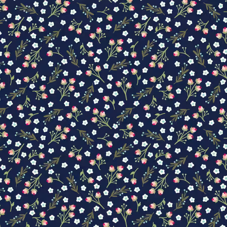 Navy Winter Roses Christmas