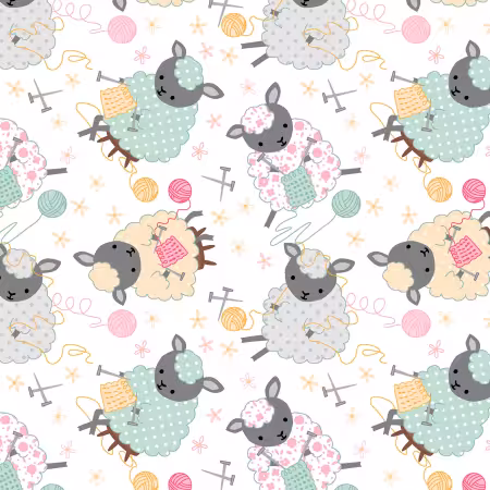 White Knitting Sheep Comfy Flannel
