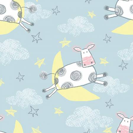 Blue Cow Jumping Over the Moon Comfy Flannel