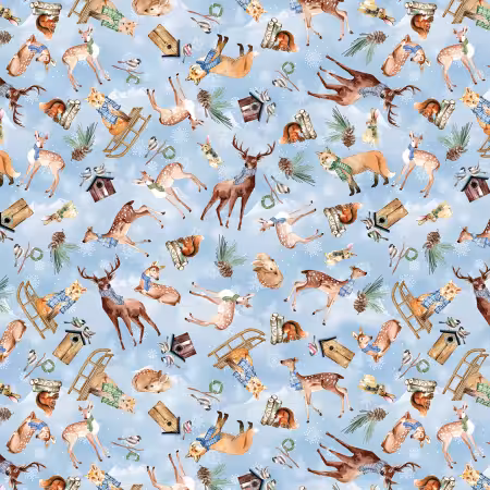 Woodland Animals Light Blue
