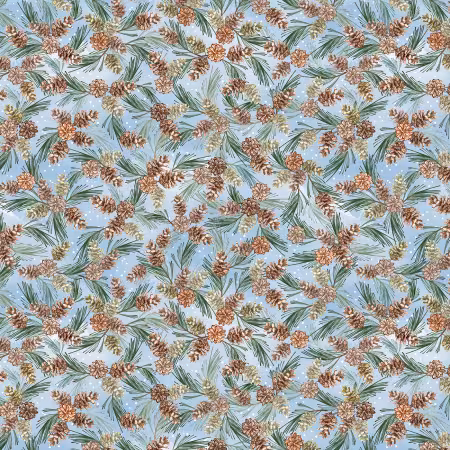 Woodland Pinecones Light Blue