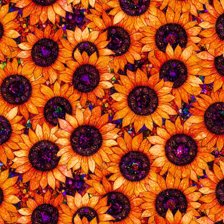 Orange Stained Glass Sunflowers