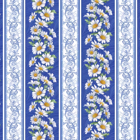 All About Daisies Str.Blue/Wht