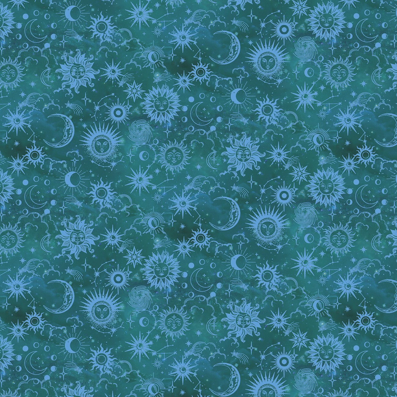 Teal Sun and Moon Tonal