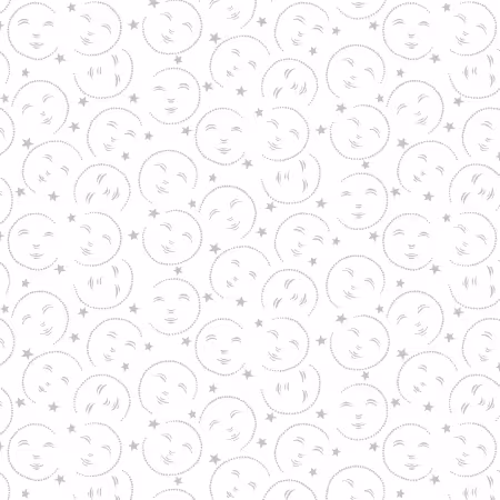 White on White Moon Faces 2.5 inch repeat